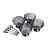 CJ 4 BOWLS VIDRO CINZA C/4 COLHERES P/SOBREMESA LYS BLACK - Imagem 1