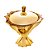 POTICHE DECORATIVO CRISTAL PÉ E TAMPA DOURADO 22x24cm - Imagem 1