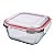 POTE DE VIDRO HERMETICO QUADRADO 800 ML VERMELHO - Imagem 2