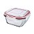 POTE DE VIDRO HERMETICO QUADRADO 520 ML VERMELHO - Imagem 4