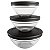 CJ. DE POTES DE VIDRO REDONDOS COM TAMPA PLASTICA 3 PC. PRETO - Imagem 3