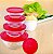 CJ. DE POTES DE VIDRO REDONDOS COM TAMPA PLASTICA 5 PC. VERMELHO - Imagem 10