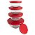 CJ. DE POTES DE VIDRO REDONDOS COM TAMPA PLASTICA 5 PC. VERMELHO - Imagem 4