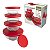 CJ. DE POTES DE VIDRO REDONDOS COM TAMPA PLASTICA 5 PC. VERMELHO - Imagem 5