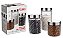 CJ. DE POTES DE VIDRO COM TAMPA INOX RATTAN 3 PC. - Imagem 6