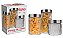 CJ. DE POTES DE VIDRO COM TAMPA INOX MOSAICO 3 PC. - Imagem 1