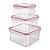 CJ. POTE HERMETICO QUADRADO 3 PC. VERMELHO - Imagem 2