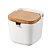 SALEIRO MESA PORCELANA C/TAMPA MADEIRA E COLHER 9x9x8,5cm - Imagem 1