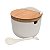 SALEIRO MESA PORCELANA C/TAMPA MADEIRA E COLHER 10x9x9cm - Imagem 1
