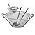 SALADEIRA CRISTAL C/PAR TALHERES MOLHEIRA NÁPOLES PRATA 29cm - Imagem 3
