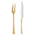 CJ 2PC FACA E GARFO AÇO INOX P/ASSADO BERNA DOURADO - Imagem 1