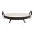 BANDEJA REDONDA DE MADEIRA P/SERVIR C/SUPORTE DE METAL 34x32x12cm - Imagem 2