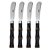 JOGO DE 4 ESPATULAS BAMBU EM ACO INOX COM CABO PLASTICO ESTILO BAMBU ESCURO E EMBALAGEM PVC - Imagem 1