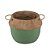 VASO DECORATIVO CIMENTO C/ALÇA VERDE/PALHA 21x18cm - Imagem 1