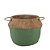 VASO DECORATIVO CIMENTO C/ALÇA VERDE/PALHA 21x18cm - Imagem 2