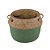 VASO DECORATIVO CIMENTO C/ALÇA VERDE/PALHA 18x15cm - Imagem 4