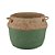 VASO DECORATIVO CIMENTO C/ALÇA VERDE/PALHA 18x15cm - Imagem 3