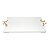 BANDEJA DE MADEIRA LAQUEADO BRANCO C/ALÇA FOLHADA OURO 45X30X2cm - Imagem 2