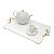 BANDEJA DE MADEIRA LAQUEADO BRANCO C/ALÇA FOLHADA OURO 45X30X2cm - Imagem 4