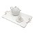 BANDEJA DE MADEIRA LAQUEADO BRANCO C/ALÇA FOLHADA ROSE 45X30X2cm - Imagem 4