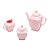 CJ 3PC P/CAFÉ DE PORCELANA HEART ROSA - Imagem 1
