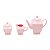 CJ 3PC P/CAFÉ DE PORCELANA HEART ROSA - Imagem 5