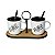 CJ P/CAFÉ C/SUPORTE BAMBU MOLDURA METAL E 2 COLHERES 20x9cm - Imagem 1