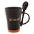 CANECA CERÂMICA C/COLHER BLESSED PRETO MATT/LARANJA 310ml - Imagem 1