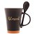 CANECA CERÂMICA C/COLHER BLESSED PRETO MATT/LARANJA 310ml - Imagem 3