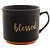 CANECA CERÂMICA BLESSED PRETO MATT/LARANJA 660ml - Imagem 1