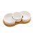 CJ 3 PETISQUEIRAS PORCELANA C/BANDEJA BAMBU BRANCO 30x15x6cm - Imagem 1