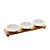 CJ 3 PETISQUEIRAS PORCELANA BANDEJA BAMBU BRANCO 32x9x5cm - Imagem 1