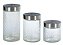 JG 3 PORTA MANTIMENTOS EM VIDRO TAMPA PRATA 870ML/1,2L/1,7L - Imagem 1