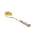 CJ 4 COLHERES AÇO INOX CHÁ CABO CERÂMICA FLOWERS DOURADO - Imagem 1