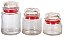 JG 3 POTES VIDRO LISO TAMPA VERMELHA 250/550/750ML - Imagem 1
