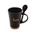 CANECA CERÂMICA C/COLHER LOVE PRETO MATT/ROSA 310ml - Imagem 2