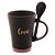 CANECA CERÂMICA C/COLHER LOVE PRETO MATT/ROSA 310ml - Imagem 1