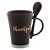 CANECA CERÂMICA C/COLHER THANKFUL PRETO MATT/AZUL 310ml - Imagem 1