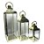 CJ DE LANTERNAS DE METAL E VIDRO DOURADAS 3 PCS G  24 X 24 X - Imagem 1