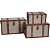 CONJ. DE BAUS EM METAL E TECIDO VERDE BEGE E MARROM  3 PCS - Imagem 1