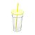 COPO  VIDRO C/TAMPA E CANUDO  SILICONE HAVAÍ AMARELO 640ml - Imagem 1
