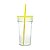 COPO  VIDRO C/TAMPA E CANUDO  SILICONE HAVAÍ AMARELO 640ml - Imagem 2