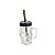 CANECA DE VIDRO C/TAMPA E CANUDO CAVEIRA ROCK STYLE 105ml - Imagem 2