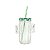 CANECA DE VIDRO C/TAMPA E CANUDO CACTOS VERDE 430ml - Imagem 2