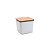 SALEIRO DE MESA DE CERÂMICA C/TAMPA DE MADEIRA BIANCO 12x12 - Imagem 2