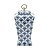 POTICHE DECORATIVO PORCELANA BRANCO/AZUL 20x11x43cm - Imagem 3