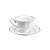 CJ 6 XÍCARAS DE PORCELANA P/CHÁ C/PIRES FIO DE PRATA BRANCO 180ml - Imagem 1