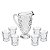 CJ 7PC JARRA DE VIDRO 1,2l E 6 COPOS VIDRO TRIANGLES TRANSPARENTE 300ml - Imagem 1