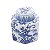 POTICHE ORNAMENTAL DE PORCELANA C/ TAMPA AZUL E BRANCO - Imagem 3