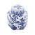 POTICHE ORNAMENTAL DE PORCELANA C/ TAMPA AZUL E BRANCO - Imagem 1